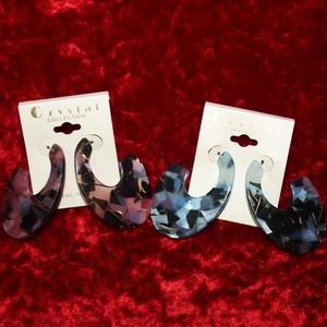 Marbled Resin (Thick) Open Hoop Earrings